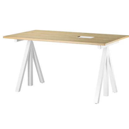 String Work Desk by String - 140 x 78 / White Frame / Oak Veneered MDF Desktop