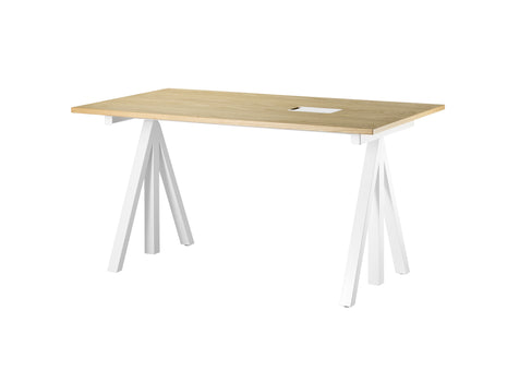 String Work Desk by String - 140 x 78 / White Frame / Oak Veneered MDF Desktop