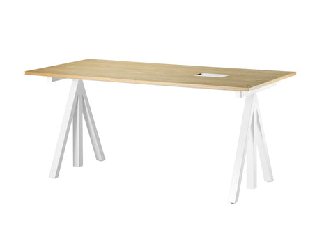 String Work Desk by String - 160 x 78 / White Frame / Oak Veneered MDF Desktop
