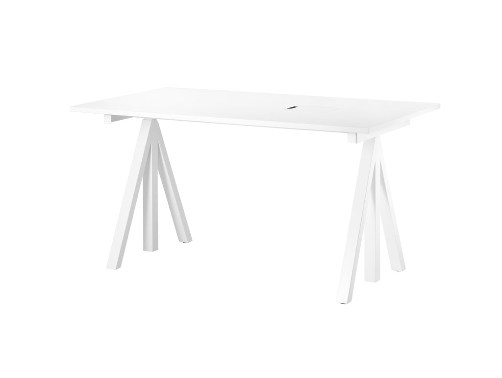 String Work Desk by String - 140 x 78 / White Frame / White Laminated MDF Desktop