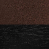 Swatch for Black Lacquered Oak / Chocolate Grano Leather