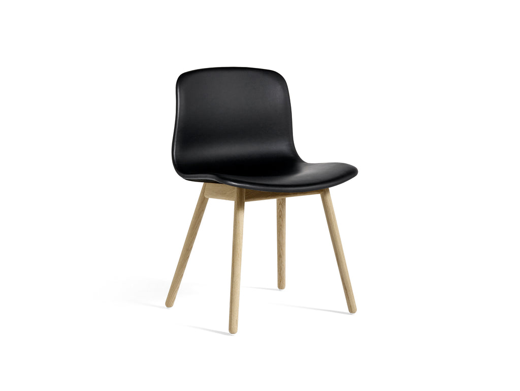 About A Chair AAC 13 by HAY -  Black Sense Leather / Soaped Oak Base