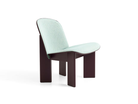 Chisel Lounge Chair (Front Upholstery) by HAY - Dark Bordeaux Lacquered Beech / Metaphor 023 Sylvan