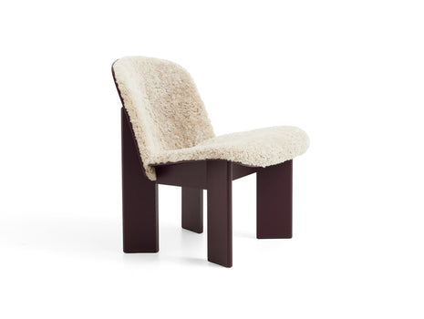 Chisel Lounge Chair (Front Upholstery) by HAY - Dark Bordeaux Lacquered Beech / Mohawi Sheepskin 21