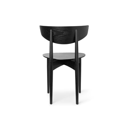 Herman Dining Chair with Wood Base by Ferm Living - Black Ash Veneer Seat / Solid Black Ash Frame