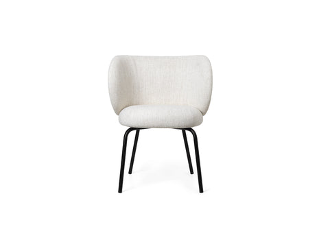 Rico Dining Chair - Fixed Base by Ferm Living - Off-White Bouclé / Black Base