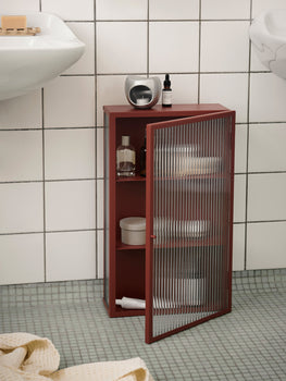 Haze Wall Cabinet by Ferm Living - Oxide Red / Reeded Glass