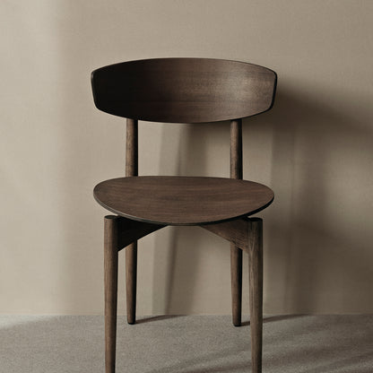 Herman Dining Chair with Wood Base by Ferm Living - Dark Stained Beech Veneer Seat / Solid Dark Stained Beech Frame