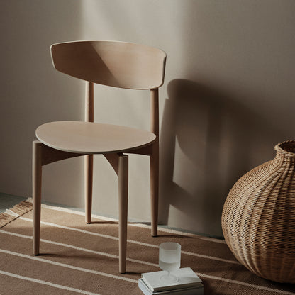 Herman Dining Chair with Wood Base by Ferm Living - White Oiled Beech Veneer Seat / Solid White Oiled Beech Frame
