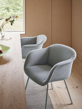 Fiber Soft Armchair with Tube Base by Muuto - Grey Base / Ecriture 710