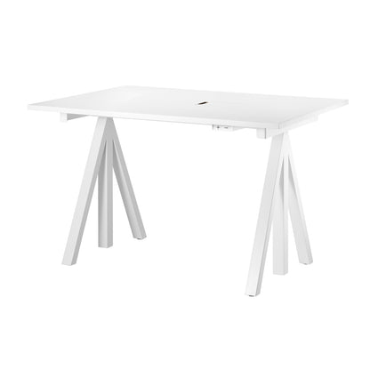 Height Adjustable Work Desk by String - 120 x 78 cm / White Steel Base / White Laminated MDF Desktop