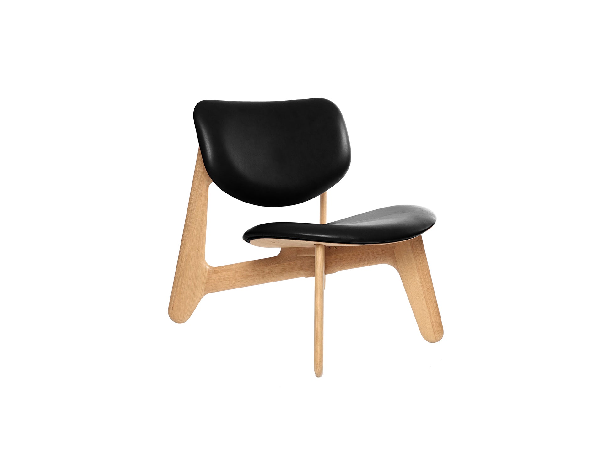 Slab Lounge Chair by Tom Dixon - Natural Oak / Black Leather