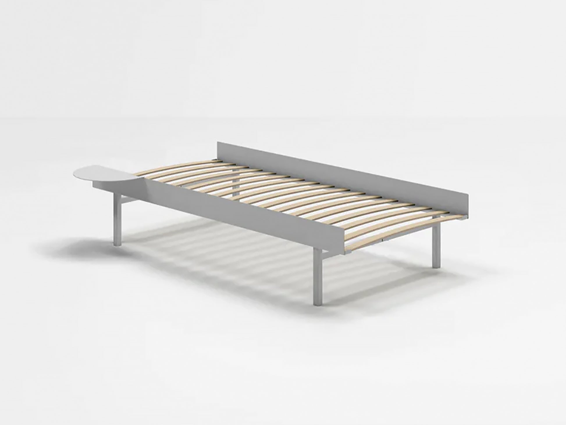 Bed 90 cm (High) - Stainless Steel by Moebe - Bed Frame / 90 Wide cm Slats / 1 Side Table