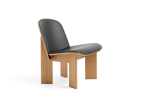 Chisel Lounge Chair (Front Upholstery) by HAY - Lacquered Oak / Black Sense Leather