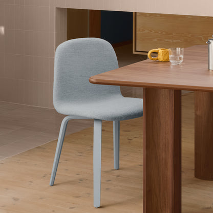 Visu Chair Wood Base Upholstered by Muuto - Light Blue Ash and Ecriture 710