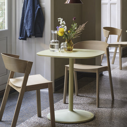 Soft Cafe Table by Muuto - Square (70x70 cm) / Height: 73 cm / Beige Green Laminate Top / Beige Green Aluminium Base