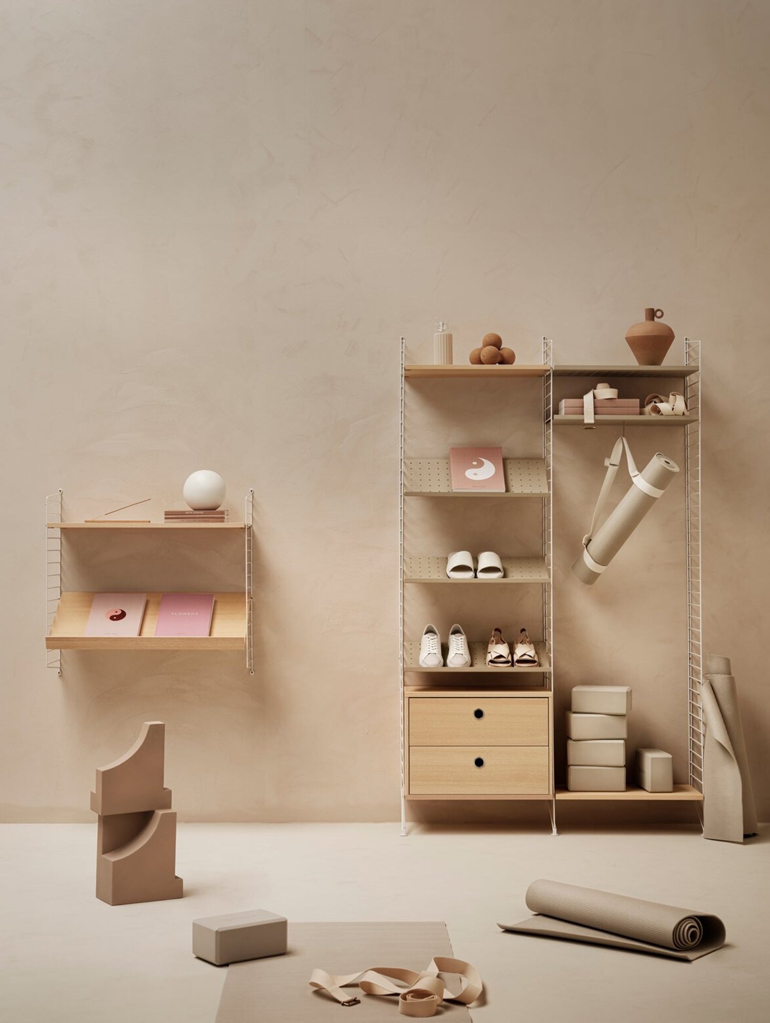 String Shoe Shelves - Beige