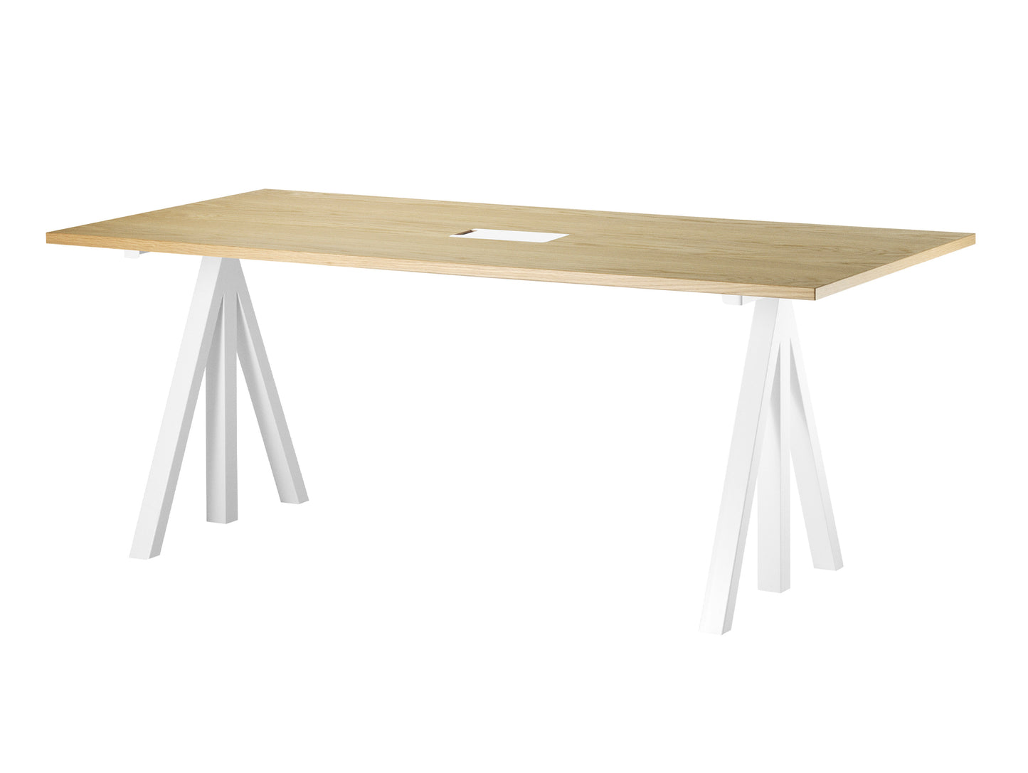String Work Desk by String - 180 x 90 / White Frame / Oak Veneered MDF Desktop