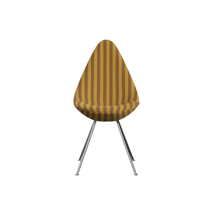 Drop Dining Chair 3110 by Fritz Hansen -  Chromed Steel / Voulez-Vous Ochre & Terracotta