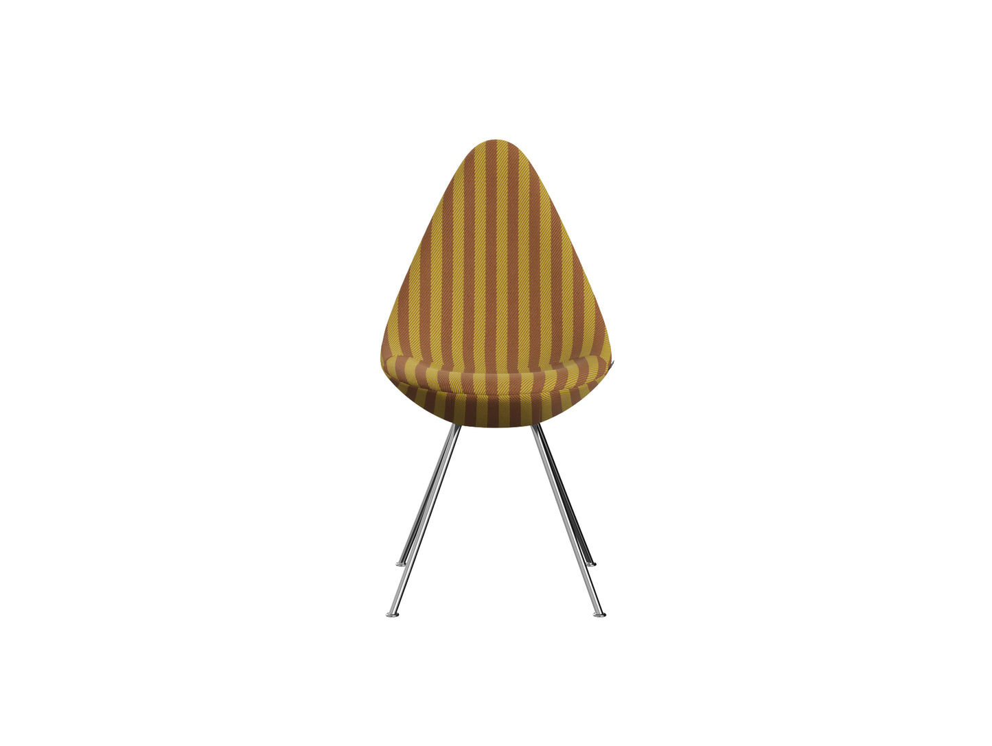 Drop Dining Chair 3110 by Fritz Hansen -  Chromed Steel / Voulez-Vous Ochre & Terracotta