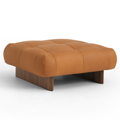 Quilton Lift Ottoman by HAY - Lacquered Walnut / Sense Cognac Leather