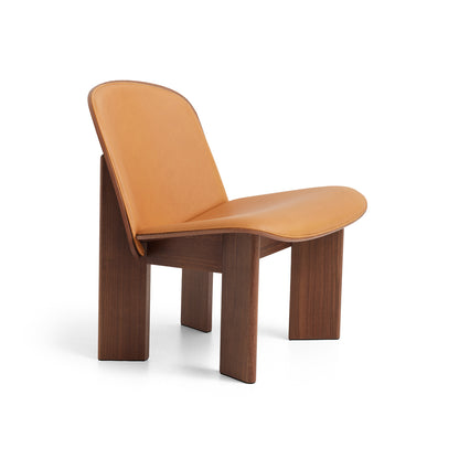 Chisel Lounge Chair (Front Upholstery) by HAY - Lacquered Walnut / Cognac Sense Leather