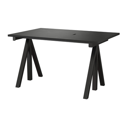String Work Desk by String - 120 x 78 / Black Frame / Black Lacquered MDF Desktop