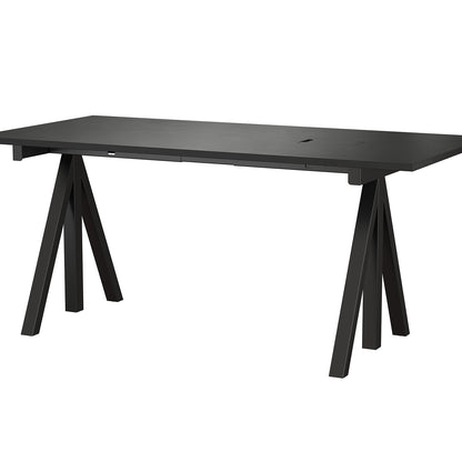 String Work Desk by String - 160 x 78 / Black Frame / Black Lacquered MDF Desktop