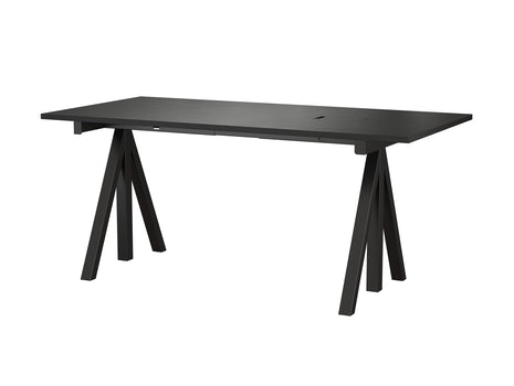 String Work Desk by String - 160 x 78 / Black Frame / Black Lacquered MDF Desktop