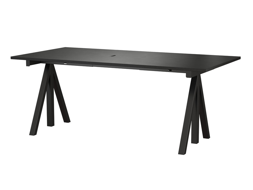 String Work Desk by String - 180 x 90 / Black Frame / Black Lacquered MDF Desktop