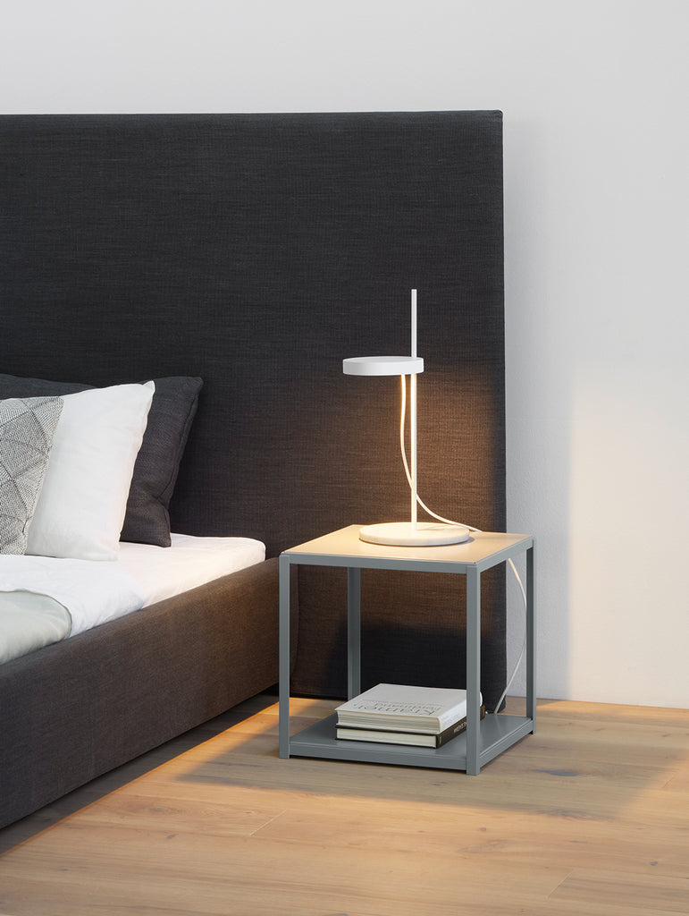 LT06 Palo Table Light by e15 - Signal White Stem / Bianco Carrara Base