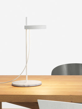 LT06 Palo Table Light by e15 - Signal White Stem / Bianco Carrara Base