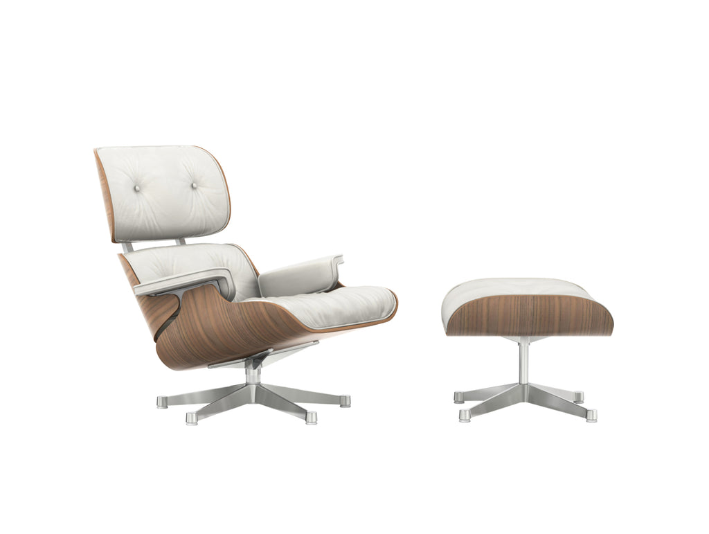 Eames Lounge Chair by Vitra - White Pigmented Walnut / Snow