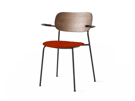 Co Dining Chair Upholstered by Menu - With Armrest / Black Powder Coated Steel / Dark Oak / City Velvet 062
