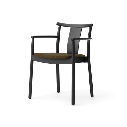 Merkur Dining Chair Upholstered by Menu - With Armrest / Black Lacquered Oak / Hallingdal 0370