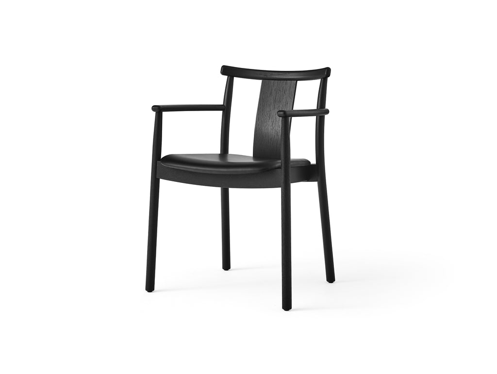 Merkur Dining Chair Upholstered by Menu - With Armrest / Black Lacquered Oak / Dakar Leather 842