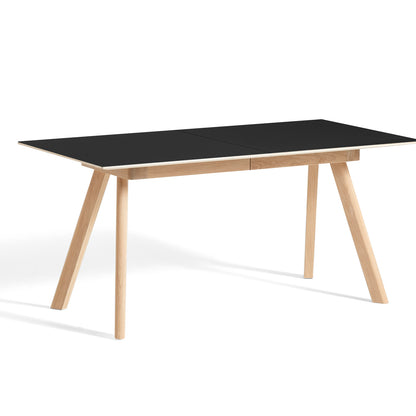 CPH30 Extendable Dining Table by HAY - L160 cm / Black Linoleum Tabletop with Lacquered Oak Base