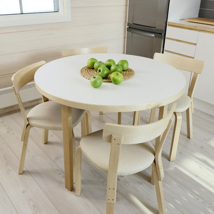 Aalto Table Round by Artek - White HPL Top / Natural Lacquered Birch Legs