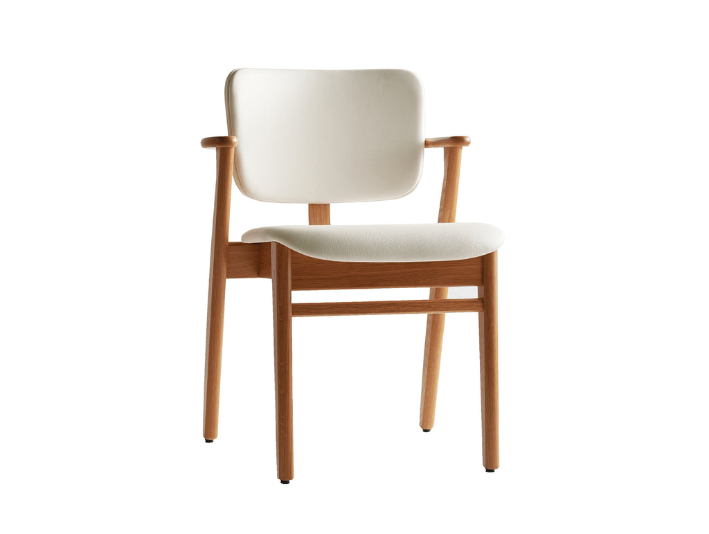 Domus Chair Upholstered by Artek - Frame: Lacquered Oak / Seat and Back: White Prestige Leather