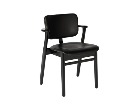Domus Chair Upholstered by Artek - Frame: Black Stained Birch / Seat and Back: Black Prestige Leather