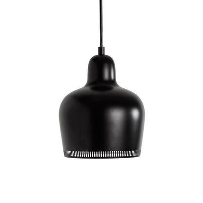 A330S Golden Bell Pendant Light by Artek - Black Steel with White Coated Interior and Black Cable