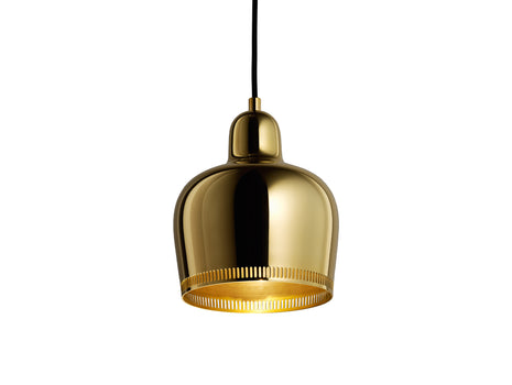 A330S Golden Bell Pendant Light by Artek - Savoy Edition : Polished Brass with Raw Brass Interior and Black Cable
