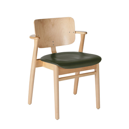 Domus Chair Upholstered by Artek - Frame: Lacquered Birch / Seat: Dark Green Prestige Leather