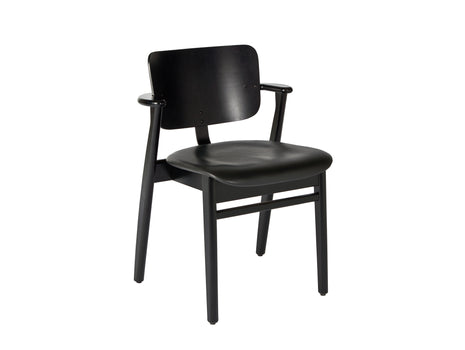 Domus Chair Upholstered by Artek - Frame: Black Stained Birch / Seat: Black Prestige Leather