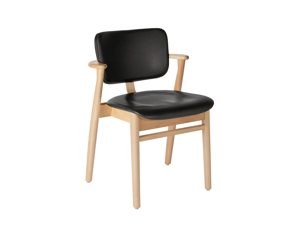 Domus Chair Upholstered by Artek - Frame: Lacquered Birch / Seat and Back: Black Prestige Leather