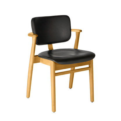 Domus Chair Upholstered by Artek -Frame: Honey Stained Birch / Seat and Back: Black Prestige Leather
