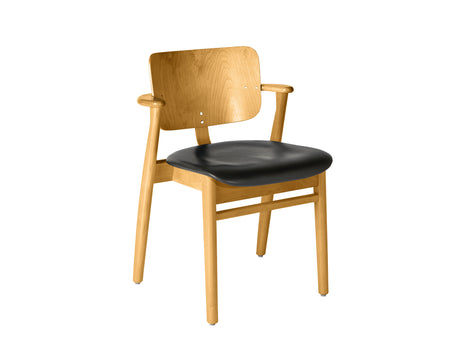 Domus Chair Upholstered by Artek - Frame: Honey Stained Birch / Seat: Black Prestige Leather