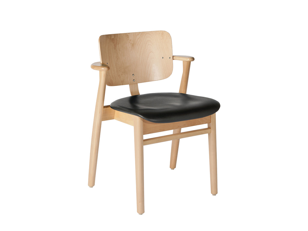 Domus Chair Upholstered by Artek - Frame: Lacquered Birch / Seat: Black Prestige Leather