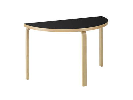 Aalto Table Half-Round by Artek - Black Linoleum Top / Natural Lacquered Birch Legs