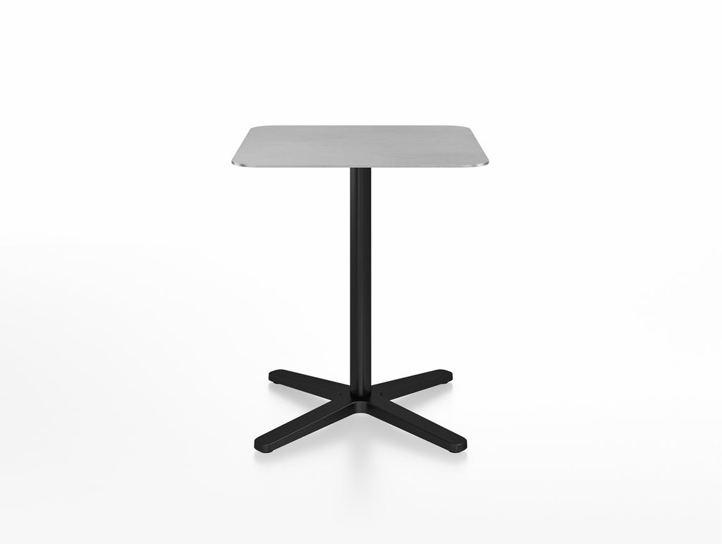 2 Inch Outdoor Cafe Table - X Base by Emeco - Aluminium Top / Black Aluminium Base / 60x60